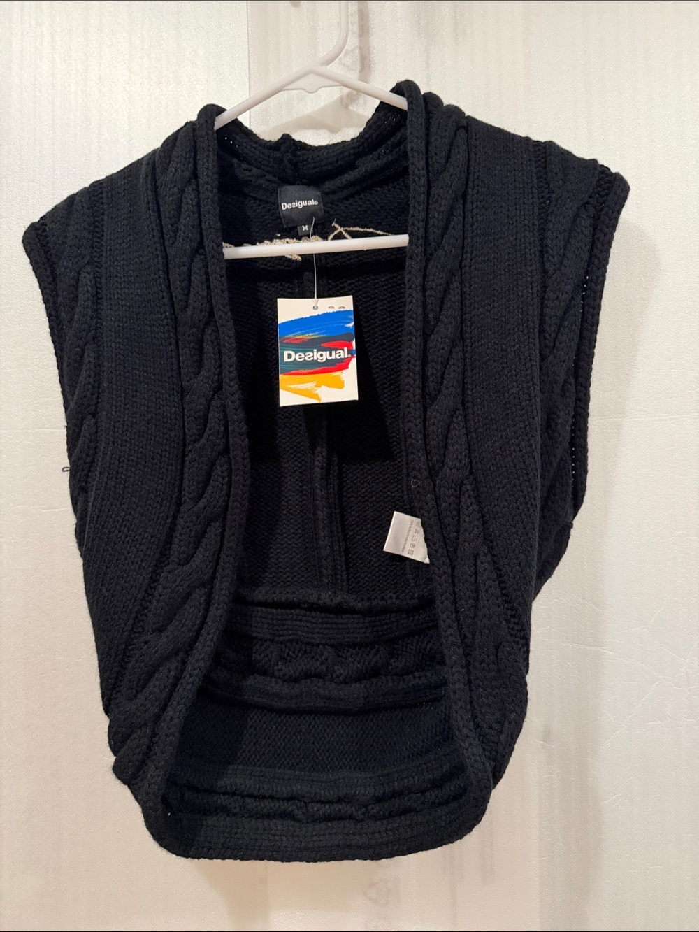 Desigual Black Cable-Knit Sleeveless Vest